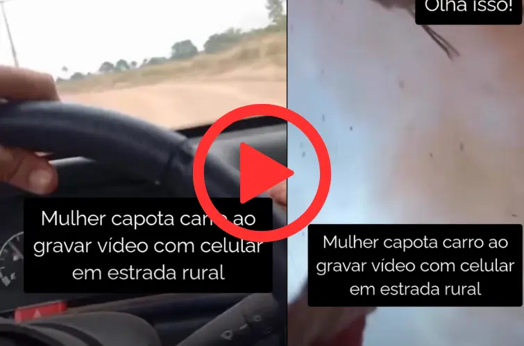 Mulher capota carro ao gravar vídeo com celular em estrada rural de Itupiranga (PA)