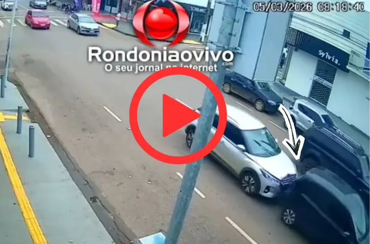 Vídeo mostra engavetamento com carro da prefeitura e outros dois veículos em Porto Velho