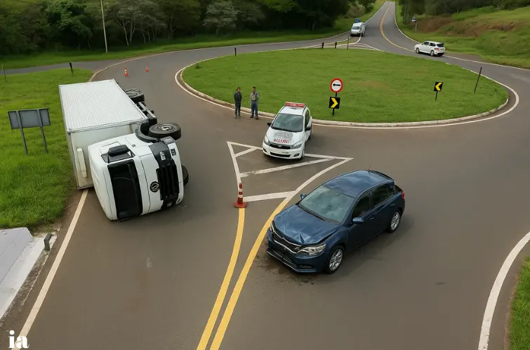 Como evitar acidentes ao dividir a rotatória com caminhões e ônibus