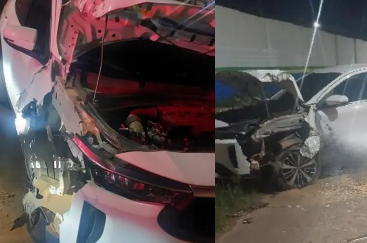 Motorista arranca soro e foge de hospital após bater carro contra caçamba em Porto Velho