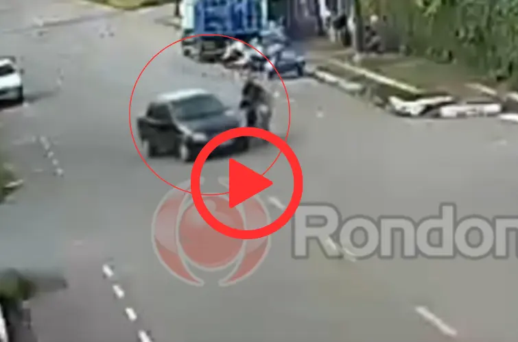 Vídeo registra grave acidente que deixa motociclista ferido em Porto Velho