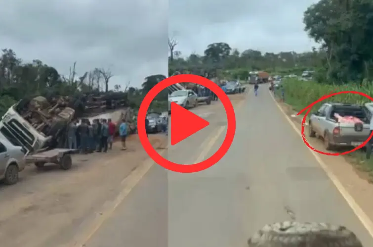 Carga de carnes é saqueada após tombamento de caminhão na MT-235