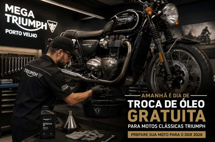 Triumph Porto Velho realiza amanhã troca de óleo gratuita para motos clássicas antes do DGR 2026