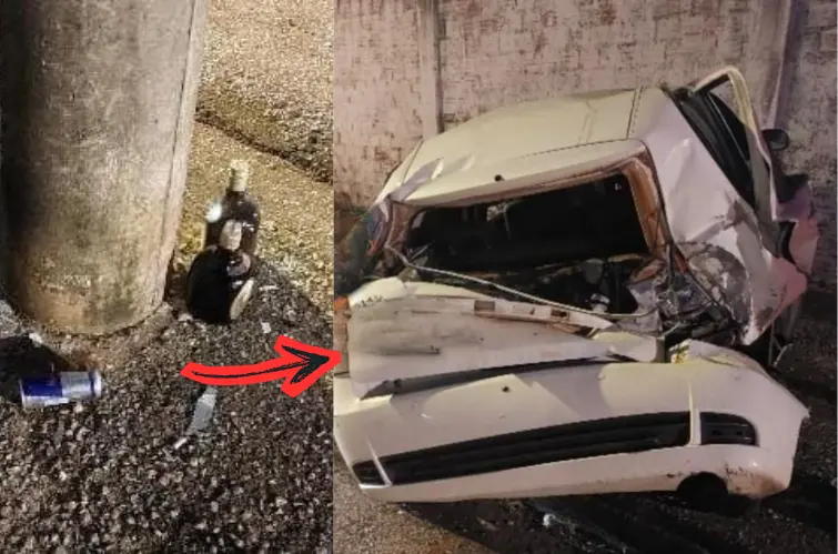 Motorista abandona carro após grave acidente no Centro de Porto Velho